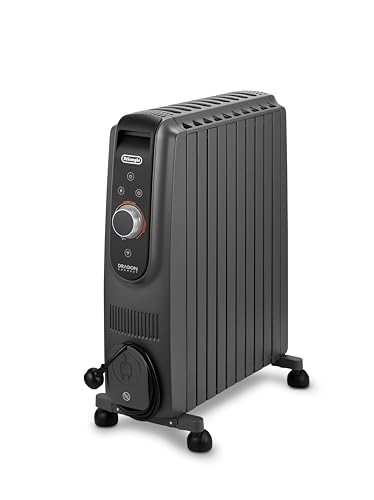 De’Longhi Dragon 5 Easytronic Connect Oil Column Heater TRD51024WIFI.G, WiFi Electric Heater with App Control, Electronic Thermostat, Eco Power Limit, Portable Heater, 2400W, Grey