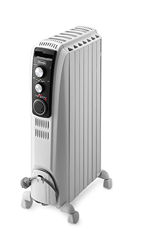 De'Longhi Dragon 4 Electric Oil Column Heater TRD41500MT, 7 Fin Home Heater for Medium Rooms, Safety Thermostat, 24-Hour Timer, 1500W, White
