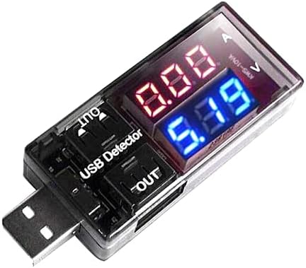 ARCELI USB Detector Current Voltage Tester Meter Red+Blue LED Double Row Display Digital Voltmeter Ammeter Charger Doctor Black