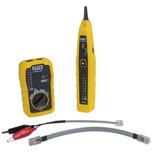 Klein Tools VDV500-705 Tone and Probe Test and Trace Kit – Wire Toning, Tracing and Pin-to-Pin Wire Map Testing for Non-Active Lines, Includes RJ45 Test Cable, Alligator Clips and Work Light