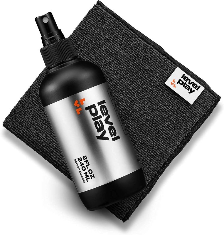 Levelplay Screen Cleaning Kit - Fingerprint Resistant Touchscreen, Monitor and Lenses, Alcohol and Ammonia Free, Washable Microfiber Cloth - Regular 240 ml Sprayer