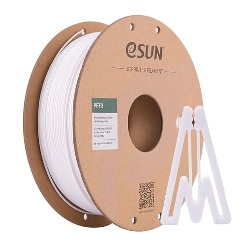 eSUN PETG Filament 1.75mm, 3D Printer Filament PETG, Dimensional Accuracy +/- 0.05mm, 1KG Spool (2.2 LBS) 3D Printing Filament for 3D Printers,Solid White