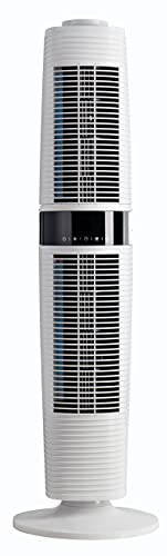 De'Longhi DETF122.WH, Dual Oscillating Tower Fan, 3 Fan Speed and 3 Wind Modes, LED Display, Timer, Remote Control, White