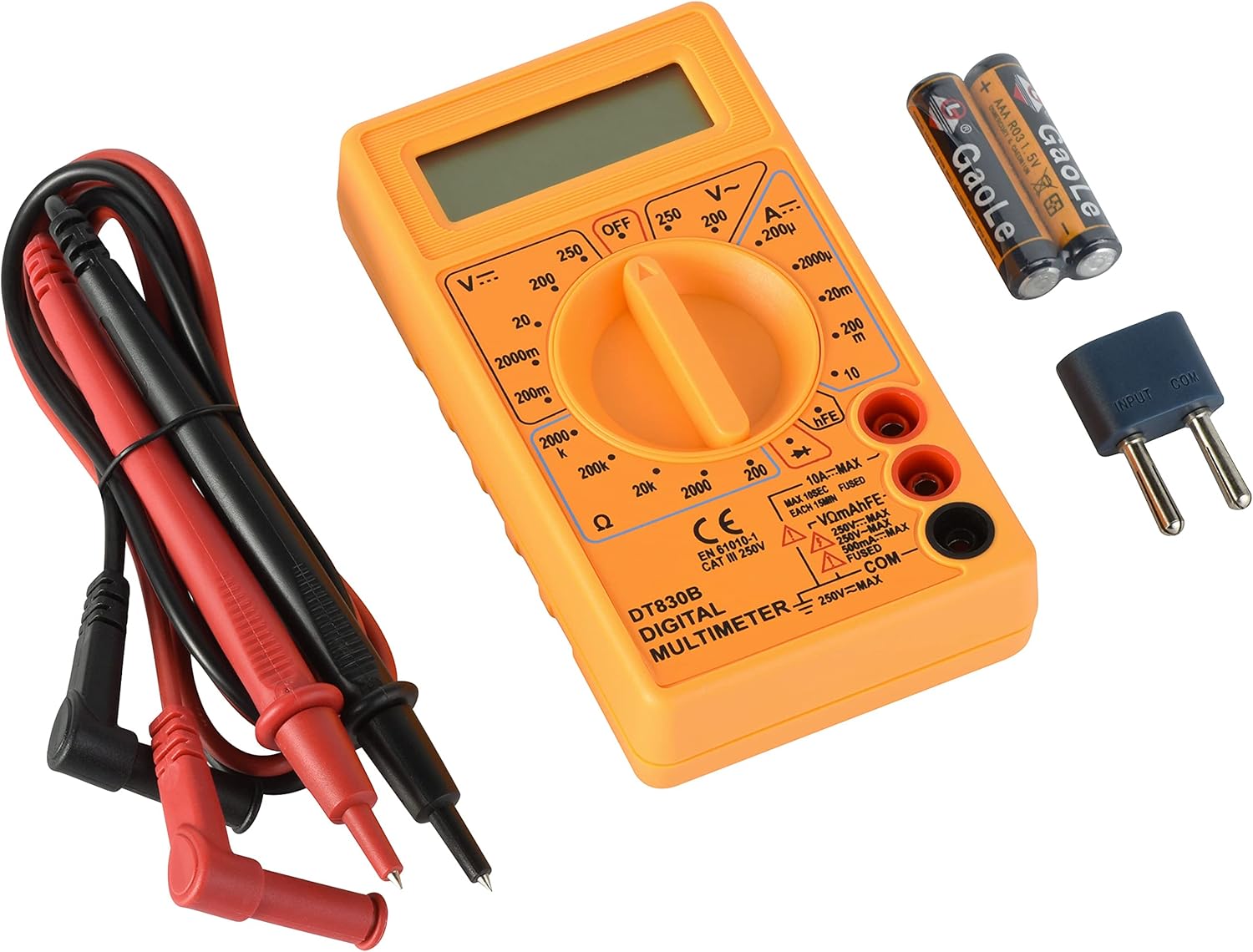 Electraline 59007 Portable Professional Electronic Digital Multimeter, Ammeter Voltmeter Ohmmeter, Ampere Ohm Volt AC/DC Current Voltage Resistor Diode HFE Transistor, Continuity Tester