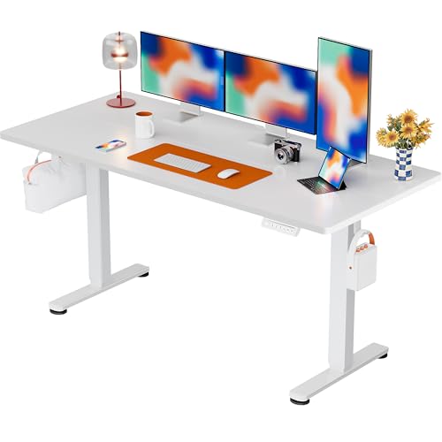 ErGear electric standing desk 140 x 70 cm height adjustable sit stand desk in white