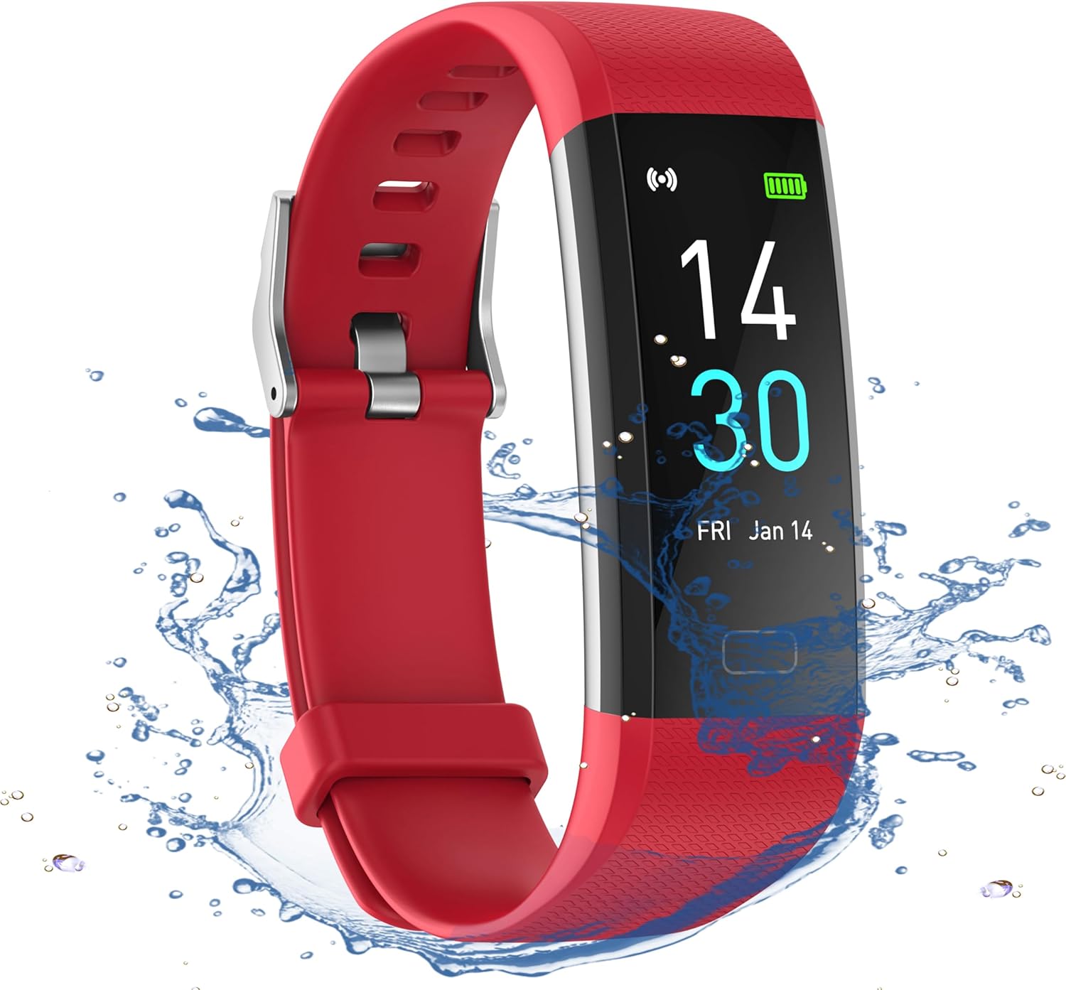 Fitness Bracelet Tracker with Heart Rate Monitor Blood Pressure Fitness Watch Waterproof IP68 16 Sports Modes Pedometer Calorie Counter Heart Rate Monitor Activity Tracker Women Men Children