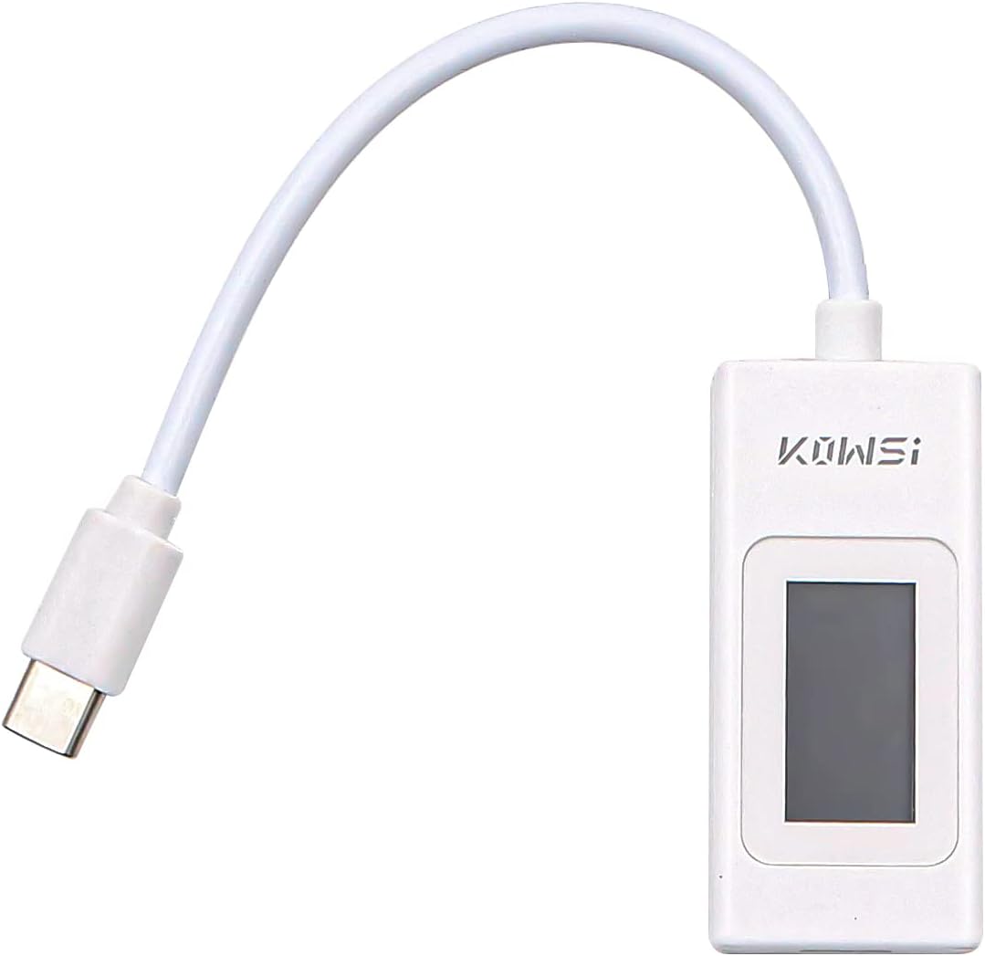 USB C Tester Meter Type-C Current Meter 4-30V 0-6.5A PD QC USB Power Meter Capacity Voltage Tester (White)