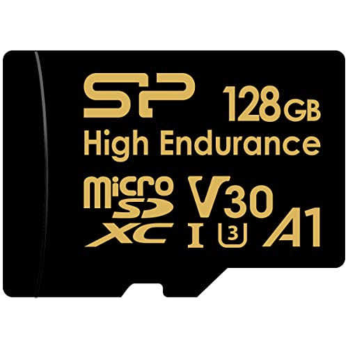 Silicon Power 128GB High Endurance microSDXC UHS-I Micro SD Card with Adapter, Optimized for 4K UHD Video Recording Car Dash Cam Security Camera, Class 10 U3 V30 A1 MicroSD Memory Card