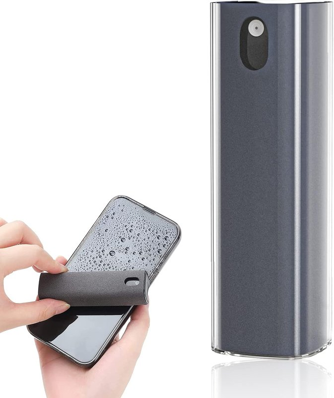 Alyvisun 3 in 1 Screen Cleaner Kit, Portable Refillable Laptop Screen Cleaner Spray Bottle with Microfiber Cloth, Dark Grey, for Phone/TV/Monitor/Computer/Car Screen