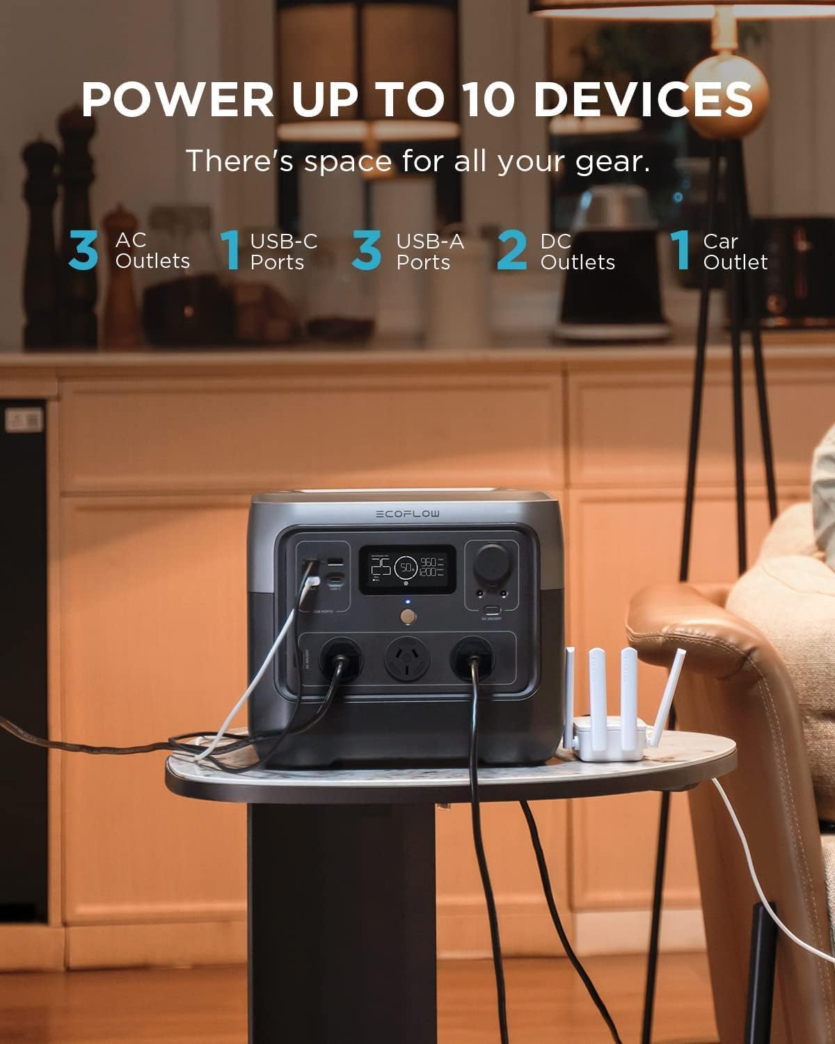 EF ECOFLOW Portable Power Station RIVER 2 Pro, 768Wh LiFePO4 Battery, 70 Min Fast Charging, 3X800W AC Outlets, Solar Generator for Outdoor Camping/RVs/Home Use