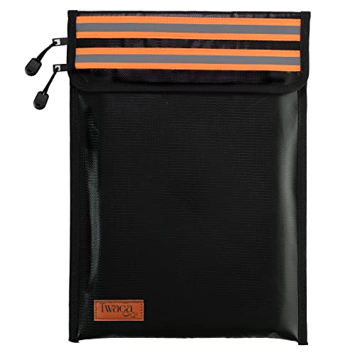 [100% Aussie Owned] Fireproof Document Bag, 2 Pockets with Night Reflective Strip, Fire Protection for Legal Documents Jewelry and Passport, Firesafe Envelope for Money.