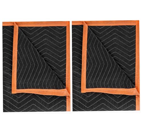 Large Moving Blankets 80 * 72in Heavy Duty Packing Blankets for Furniture Moving Shipping Wrapping Quilted Furniture Pads for Moving, Padded Mover Blankets (Black) 2pack
