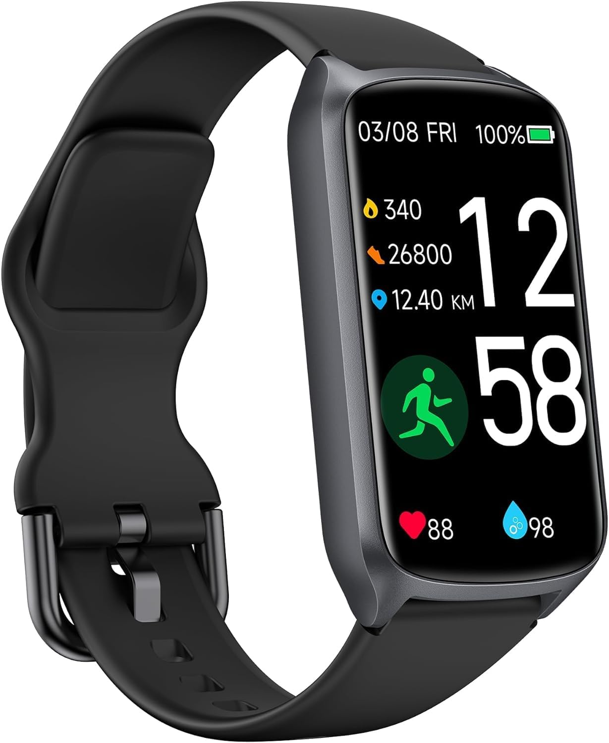 Health Fitness Tracker with 24/7 Heart Rate, Blood Oxygen, Blood Pressure, Step Counter, 5ATM Waterproof Activity Trackers Up to 7 Days Battery Life and Daily Sleep Score (S & L Bands Included)
