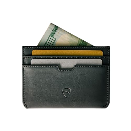 Vaultskin MOORGATE Slim Leather Credit Card Holder, RFID Wallet (Black)