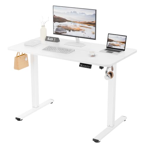 ERGOMAKER Electric Standing Desk 110x60cm (White Frame + White Desktop)