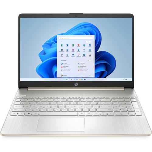 HP 15” Laptop, AMD Ryzen 5 5500U, 15.6-inch FHD Display, 16GB DDR4 RAM, 512GB PCIe NVMe M.2 SSD, Wi-Fi 5, Bluetooth 5.0, USB-C, HDMI 1.4b, Pale Gold, Windows 11 Home in S Mode, 9U9Y0PA