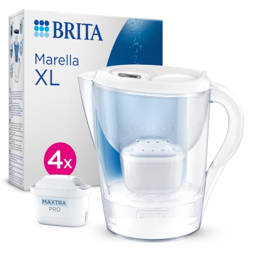 BRITA Marella XL Water Filter Jug, White, 3.5L, 4 MAXTRA PRO Cartridges
