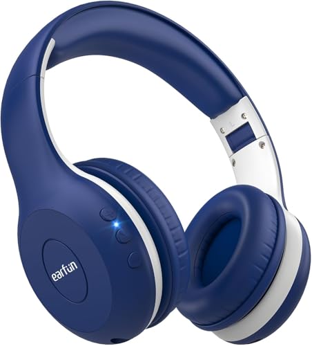 EarFun Kids Bluetooth Headphones, K2 Kids Headphones with Volume Limited, 40H Playtime, Bluetooth Headphones with Mic, Stereo Sound, Foldable Over-Ear Headphones for Kids/School/Travel/iPad/Tablet