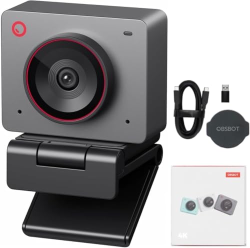 OBSBOT Meet 2 Al-Powered 4K Webcam, Ultra HDR,1080p@60FPS,1/2" CMOS,4X Digital Zoom,Plug&Play,Built-in Dual Mic, Work with Skype, Zoom/MS_Teams/Google Meet, for Online Call/Meeting/Educate-Grey