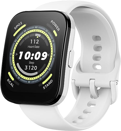 Amazfit Bip 5 Smart Watch, GPS, Bluetooth Calling, 10-Day Battery, Ultra-Large Display, Step Tracking, Heart-Rate Monitoring & VO2 Max, Sleep & Health Monitoring, Alexa Built-In, AI Fitness App, White