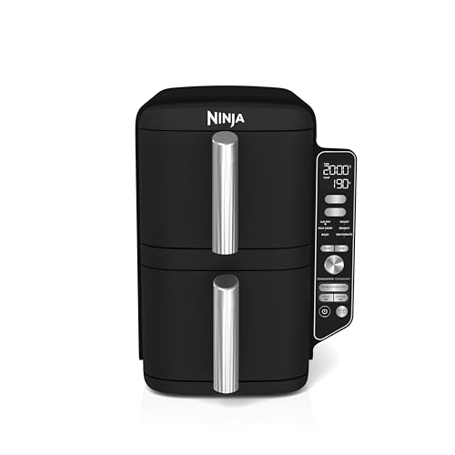 Ninja DoubleStack XXXL 9.5L 2 Drawer Air Fryer, 6 Cooking Functions, Space Saving Design, up to 9.5L Capacity, Smart Finish & Match Cook, SL400ANZ, Black