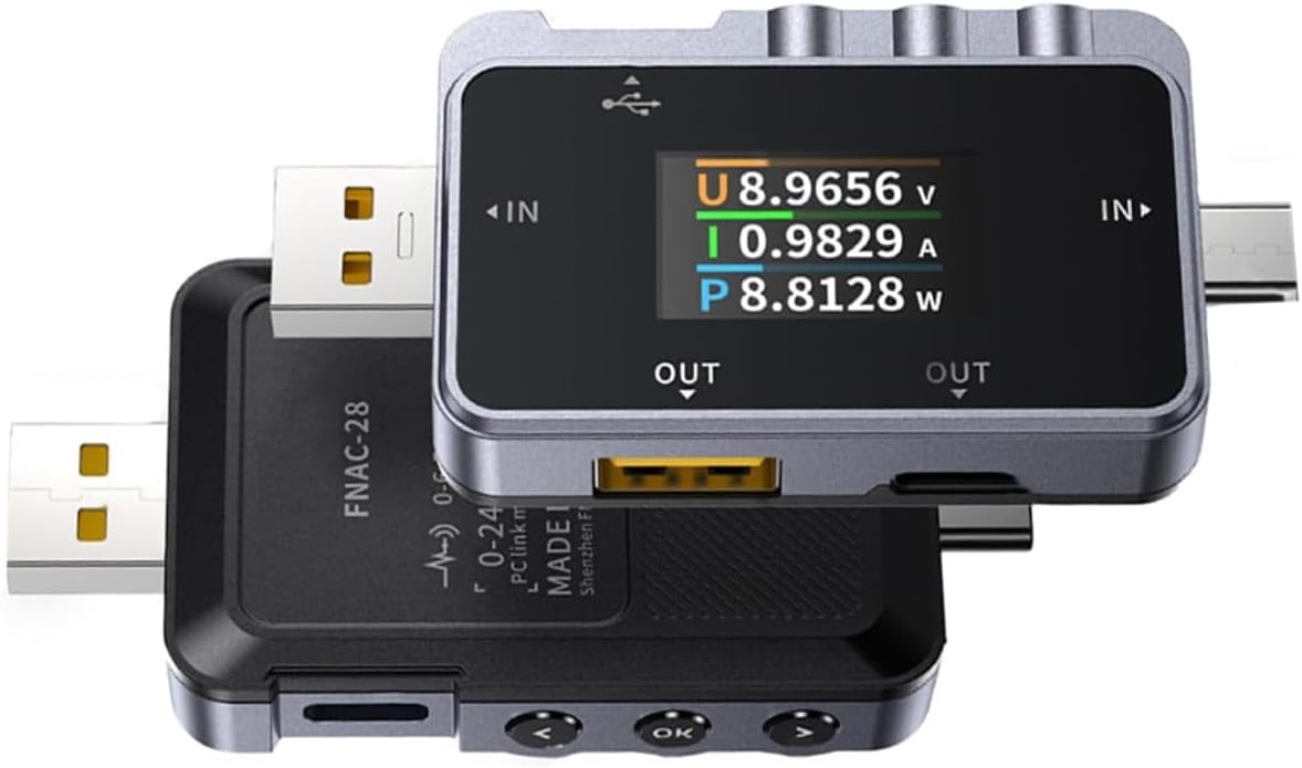 DollaTek 2 in 1 Type-C/USB Tester Digital Voltmeter Mobile Charger Measurement Current and Voltmeter Quick Charge Detection Amperimetor Voltage Current Meter