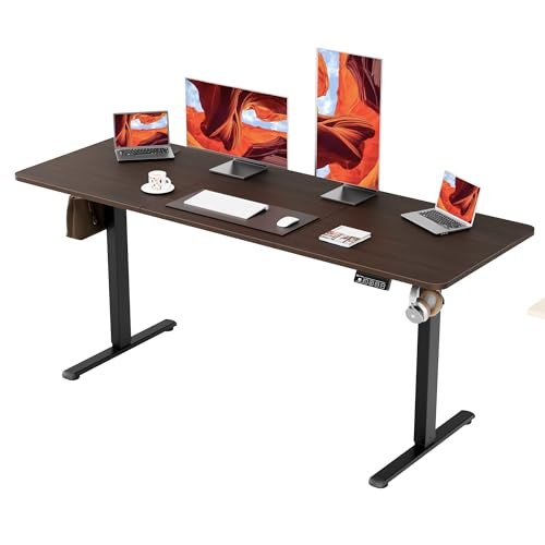 ERGOMAKER Electric Standing Desk 170x60cm (Black Frame+BlackWalnut Desktop)