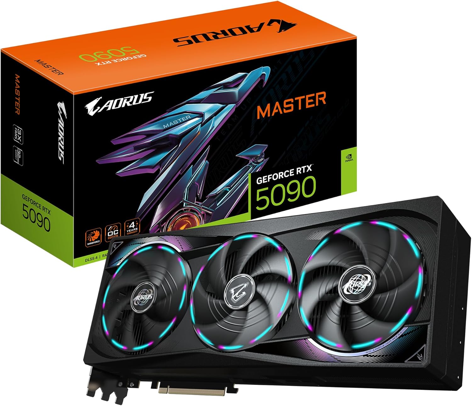 Gigabyte AORUS GeForce RTX 5090 Master 32GB graphics card with triple-fan WINDFORCE cooler
