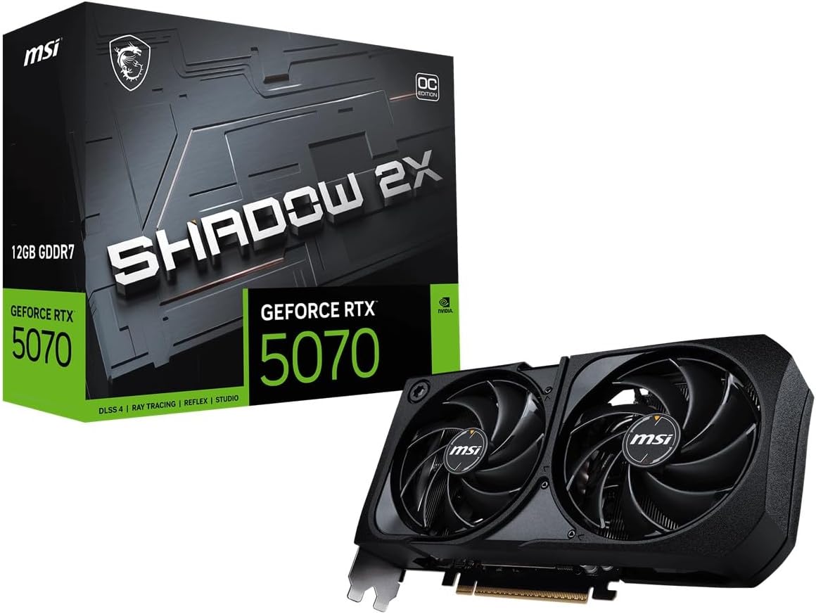 MSI NVIDIA GeForce RTX 5070 Shadow 2X OC 12GB graphics card with dual TORX fans