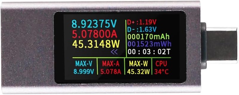 240 W USB C Tester Power Meter 4 to 30 V 0 to 12 A Roller Machine Line Type C Power Voltage and Current Tester