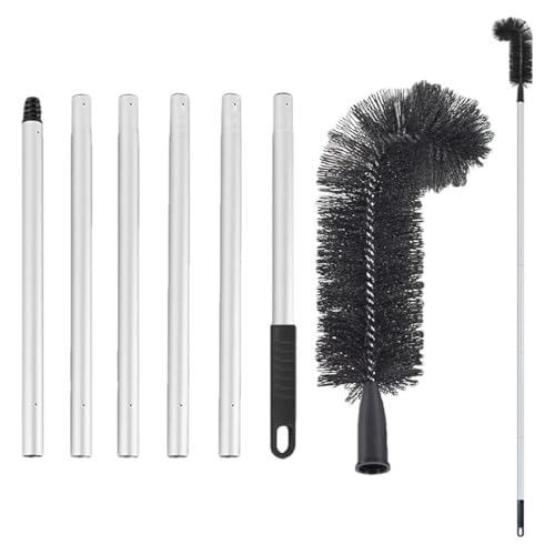 AIMALL 81.9in Gutter Cleaning Brush with 13in Extendable Aluminum Poles, 11in Curved PET Bristle Head, Long Handle Roof Gutter Duster for Leaves & Debris Removal