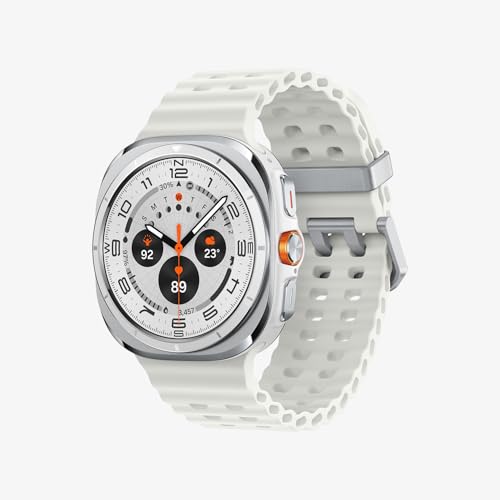 Samsung Galaxy Watch Ultra (2025) [AU Version] (Titanium White, LTE, 47 mm) with Marine Band, Smart Watch, Durable Titanium casing, Cushion Design, Al-Powered Health Monitoring, Dual-Frequency GPS