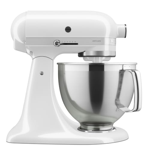 KitchenAid Artisan KSM195 Stand Mixer White - 4.7L Tilt-Head, 10 Speed, 300W Motor, Premium Accessory Bundle
