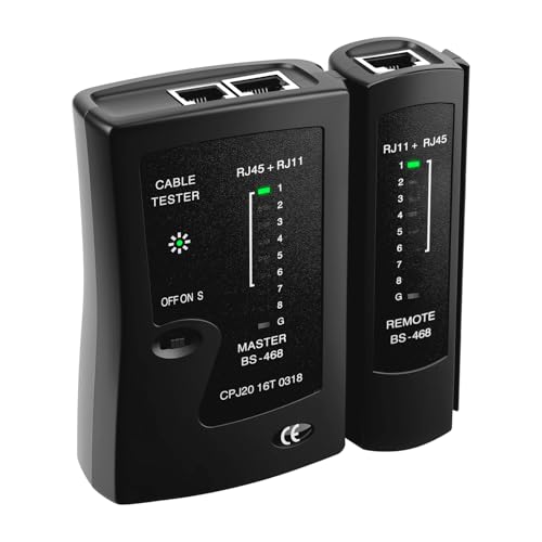 Mcbazel Ethernet Cable Tester, RJ45 RJ11 Network Cable Tester for CAT5/CAT5e/CAT6/CAT7 LAN, Portable Continuity Checker with LED Indicators, Plug & Play, Short/Open Circuit Detection