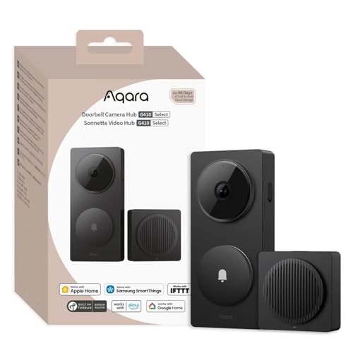 Aqara Smart Doorbell Camera G410 with Chime, 2K, HomeKit Secure Video, 2-Way Audio, Built-in Matter Hub, Wireless/Wired, Supports Apple Home, Alexa, Google, Home Assistant, 2.4G/5GHz Wi-Fi, Black