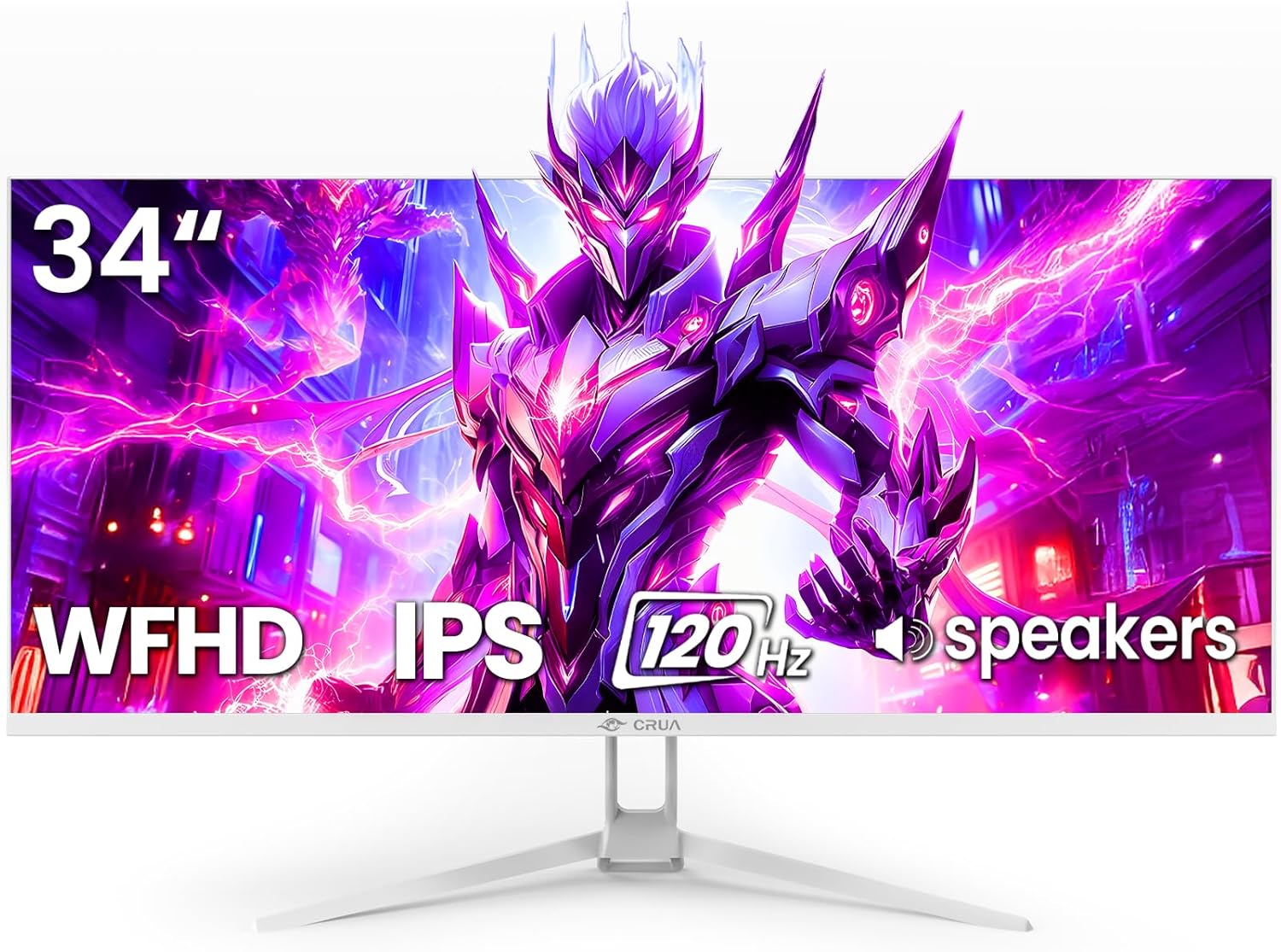 CRUA 34 inch white ultrawide UWFHD IPS 120Hz monitor