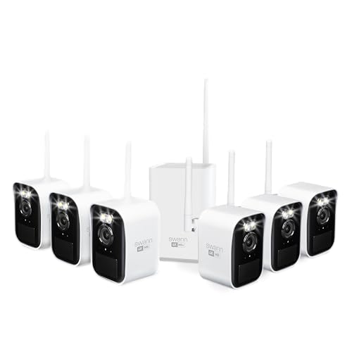 Swann MaxRanger4K Mini Wireless Security System, 6 Indoor/Outdoor 4K Cameras and Base Station, Long-Range Wi-Fi HaLow, True Detect+ Alerts, Local Storage – SWNVK-MRMINISD6