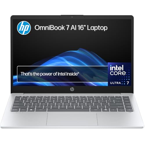 HP OmniBook 7 AI 16" Laptop, 2K OLED Touch Display, Intel® Core™ Ultra 7 255H Processor, 32GB RAM, 1TB SSD, NVIDIA® GeForce RTX™ 4050, Windows 11 Home, Meteor Silver, BG2T5PA