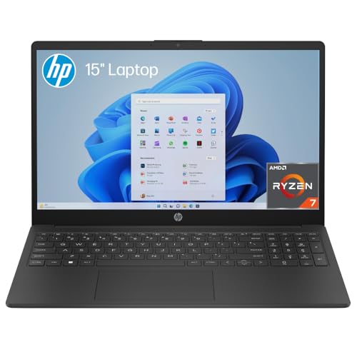 HP Laptop 15" Laptop, FHD Display, AMD Ryzen™ 7 Processor, 16GB RAM, 256GB SSD, Windows 11 Home, Copilot, Bluetooth® 5.3, Jet Black, C5AY6PA