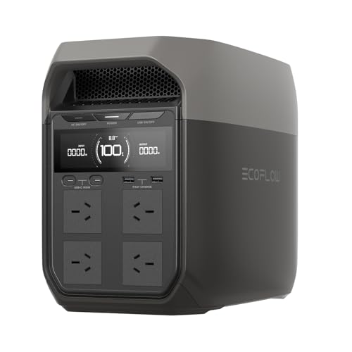EF ECOFLOW DELTA 3 Portable Power Station, 1024Wh LiFePO4 Battery, Full Charge in 56 Min, 1800W AC/100W USB-C Output, Solar Generator(Solar Panel Optional) for Home Backup Power, Camping & RVs