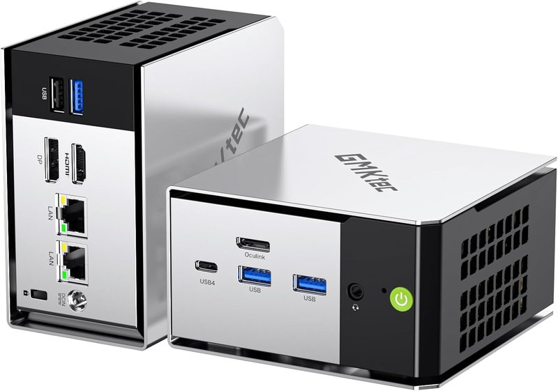 GMKtec Mini PC M8 Desktop Computer AMD Ryzen 5 PRO 6650H (6C/12T 4.50Ghz) Dual NIC LAN 2.5GbE, 16GB LPDDR5 RAM + 512GB Hard Drive PCle SSD, Oculink, USB4, HDMI, USB-C