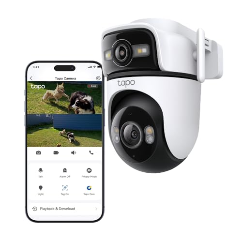 Tapo C545D Dual-Lens Outdoor Pan/Tilt 2K Security Cam, 3MP, AI Detection