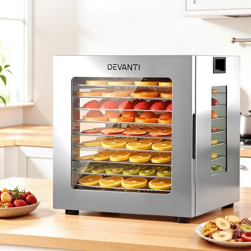 Devanti Food Dehydrator 10 Trays 850W Glass Door 10 Presets LED Touchscreen