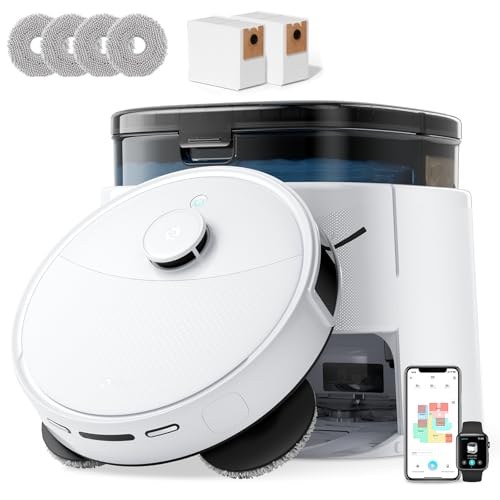 Lefant M3 Robot Vacuum and Mop, Auto Mop Washing and Drying, All-in-one 12000 Pa Powerful Suction, 220mins, Self-Emptying for 3.2L, Anti-Tangle Brushes, Dual Spinning Mop, 5G WiFi/APP/Alexa
