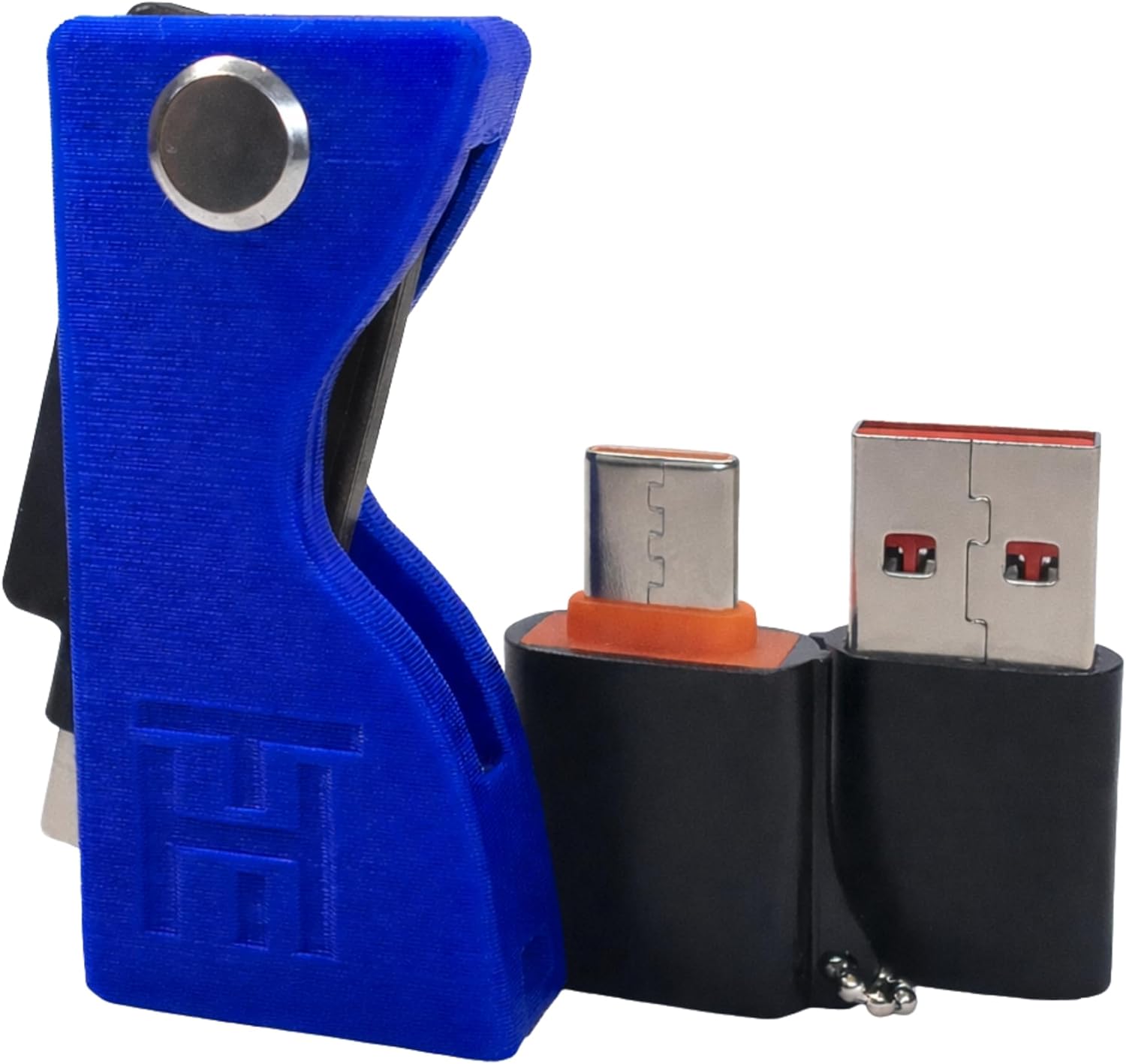 YubiKey 5 NFC and 5C NFC Case with Lanyard, Shockproof Durable Plastic Cover with Rotating Design (No Security Key) (Blue with Adapter)