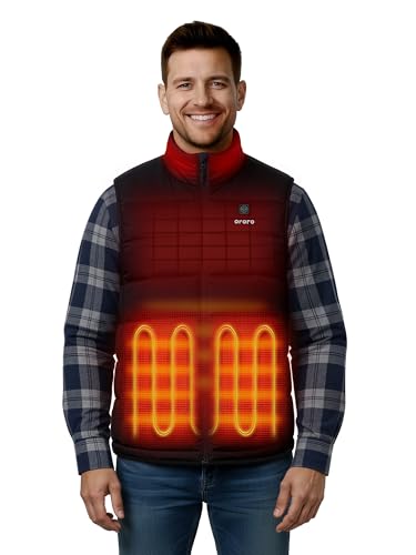 ORORO Men's Upgraded 5-Zone Heated Vest