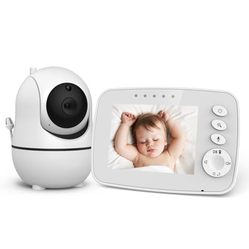 Baby Monitor No WiFi, 3.2" Video Baby Monitor with Camera and Audio - Remote Pan Tilt Zoom, Two-Way Talk, Night Vision, Thermal Room Monitor, Lullabies, Feeding Reminder, for Newborn Baby, Elder