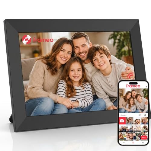 Frameo Digital Picture Frame VESWWE 10.1 inch Digital Photo Frame WiFi 1280x800 IPS Touch Screen 32GB Storage Auto-Rotation Instantly Share Photos and Videos Via the Frameo App (Black)