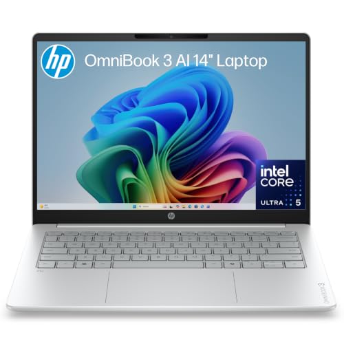 HP 14" OmniBook 3 Laptop Next Gen AI, Glacier Silver, D5WQ6PA