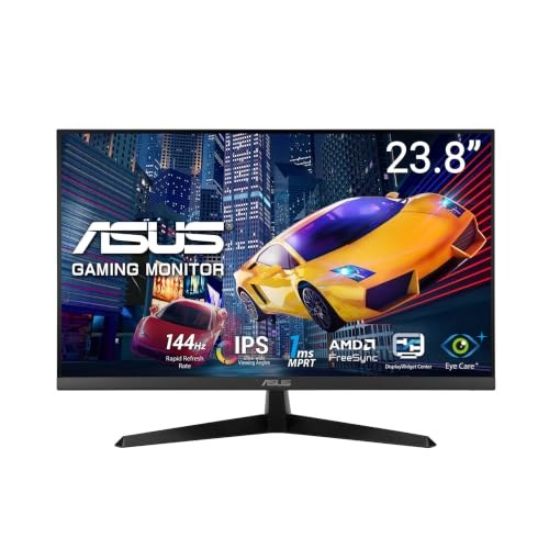 ASUS VY249HG2-24' FHD IPS Gaming Monitor - 144Hz, 1ms MPRT, SmoothMotion, Adaptive-Sync, Eye Care Plus, Blue Light Filter, Flicker-Free, Antibacterial